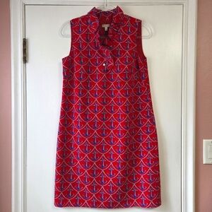 TALBOTS Anchor Nautical Red Shift Dress 6 Petite